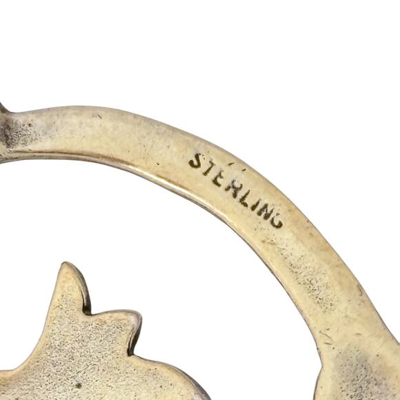 Estate Gold-Tone Sterling Silver 925 Letter G Initial Ouroboros Pendant - Picture 5 of 8